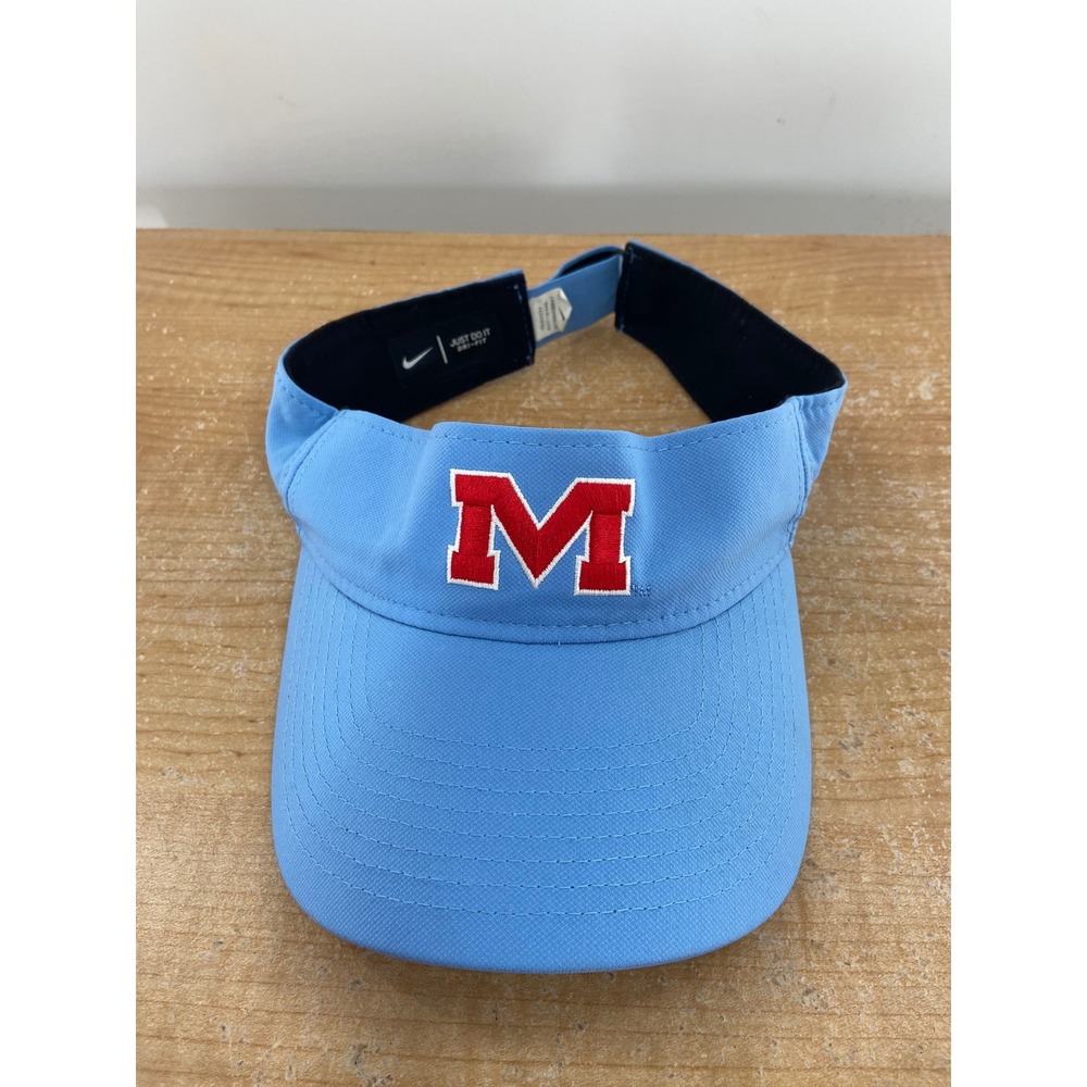 Nike Ole Miss Rebels Dri-FIT Adjustable Visor Hat Light Blue AV7119-448